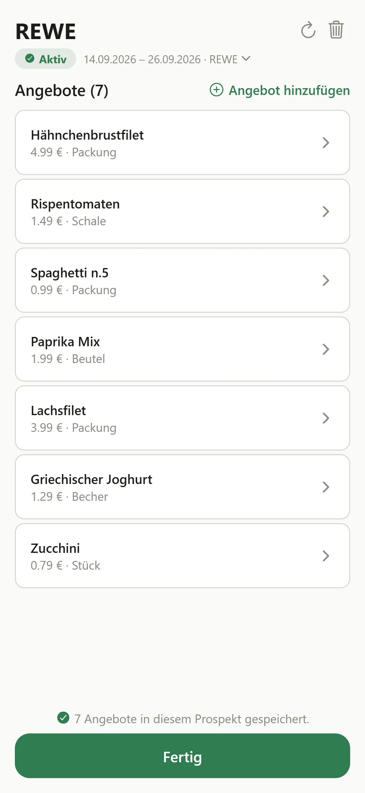 CartAgent: von der KI erkannte Angebote aus einem REWE-Prospekt